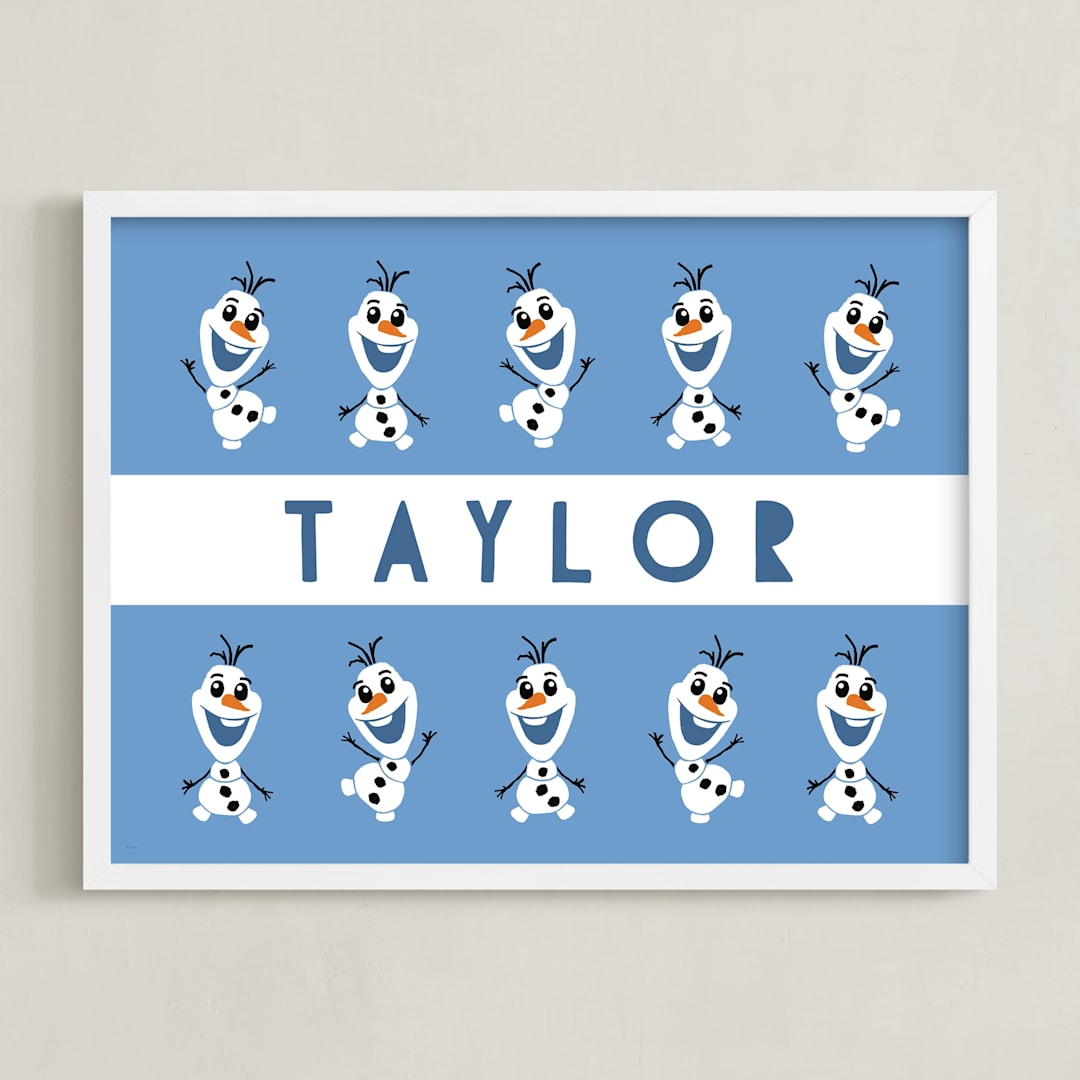 "Disney's Olaf Song" - Personalized Art Print in Frost by Vivian Yiwing - Framed