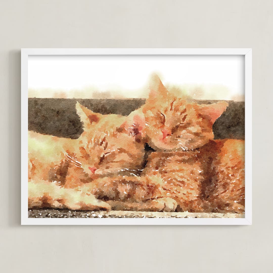 "Custom Pet Portrait - Landscape" - Custom Print in White by Minted - Framed