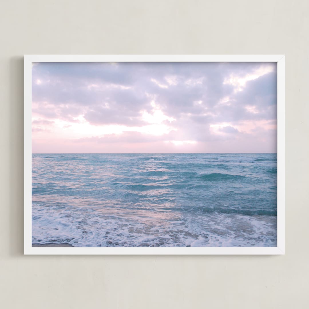 "Moody Atlantic" - Art Print in Lavender Sunrise by Kate Ross - Framed