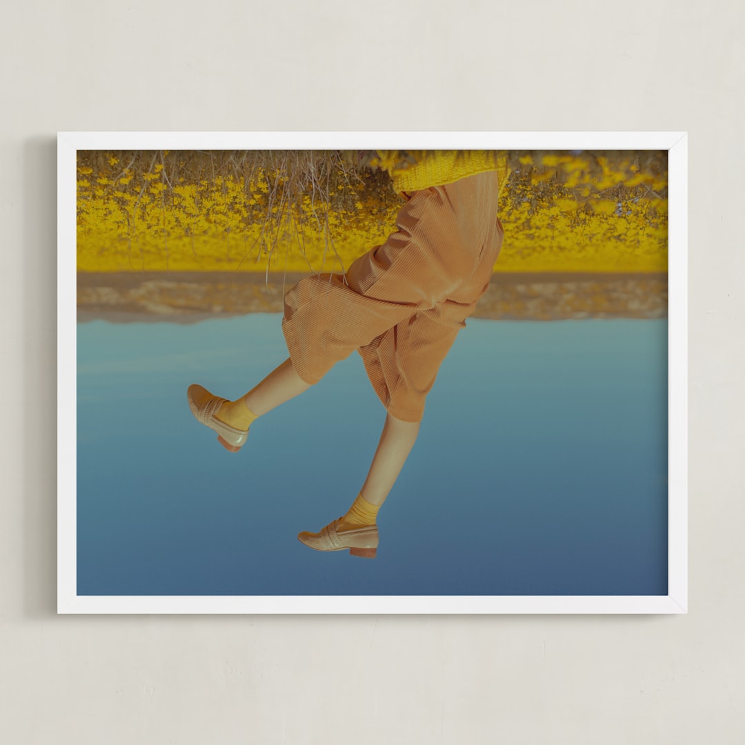 "Falling" - Art Print in Mustard by Jacob Loafman - Framed