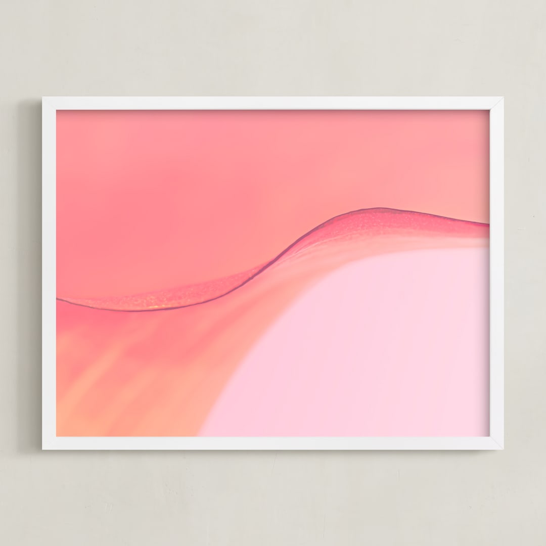 "Lily on the Edge" - Art Print in Coral by Kate Dailey - Framed