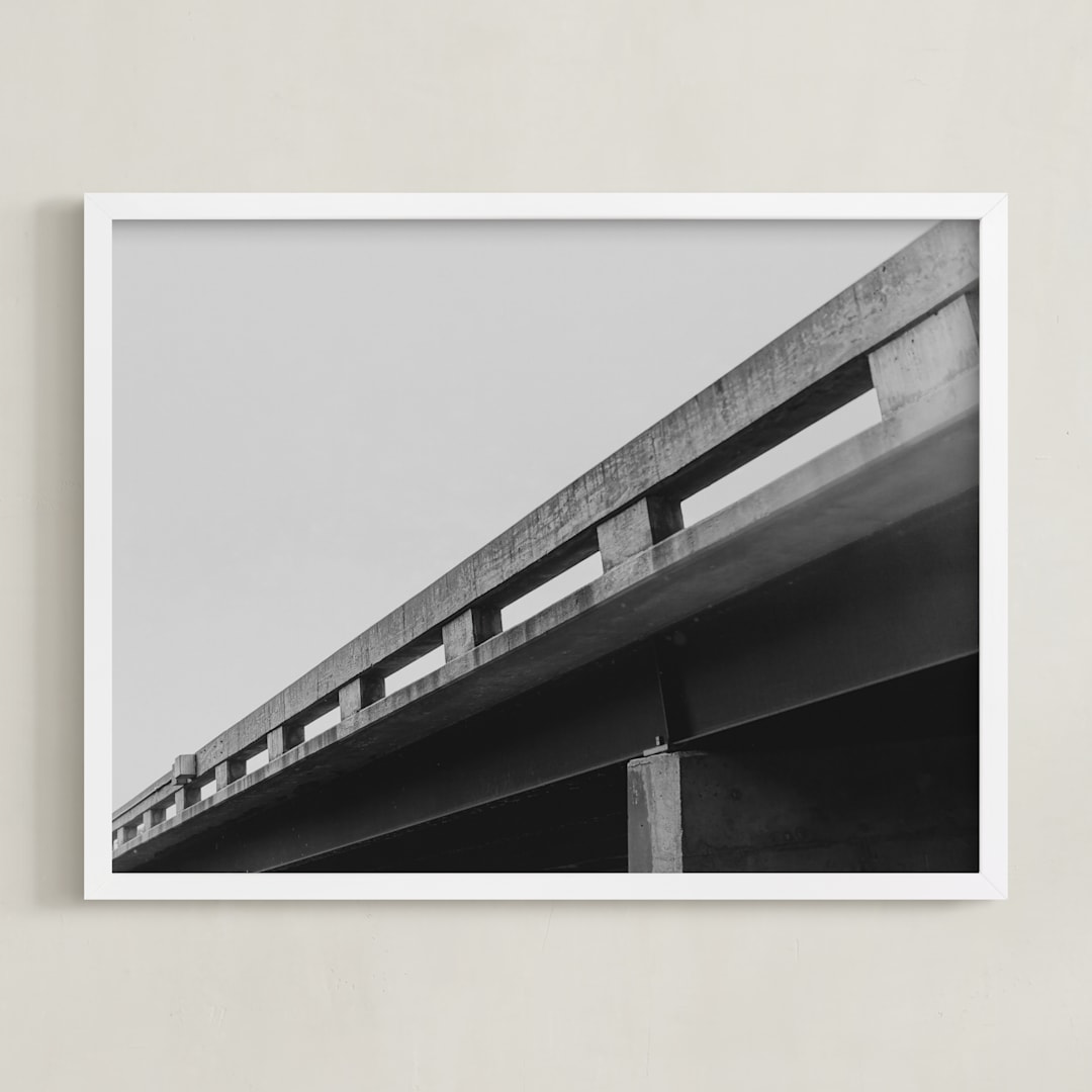 "Bridge Lines" - Art Print in Concrete by Brianne Larsen - Framed