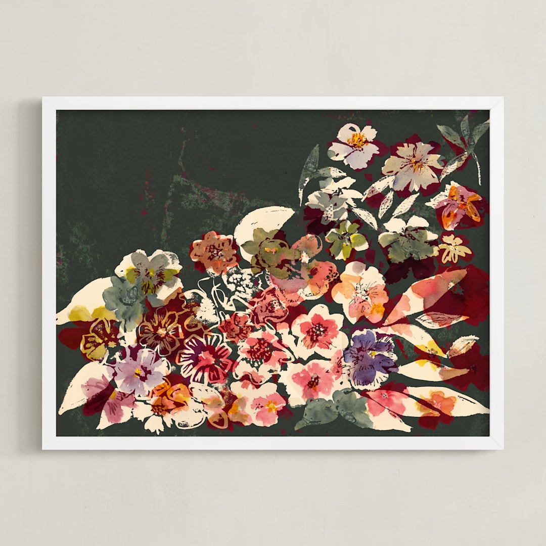 "Fusion Bouquet" - Art Print in Deep Green by Bethania Lima - Framed