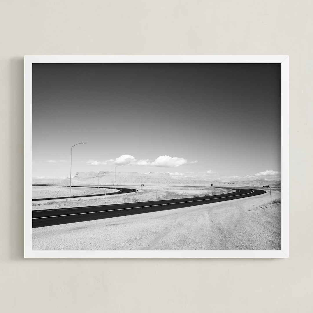 "Desert Route" - Art Print in Asphalt by Tania Medeiros - Framed