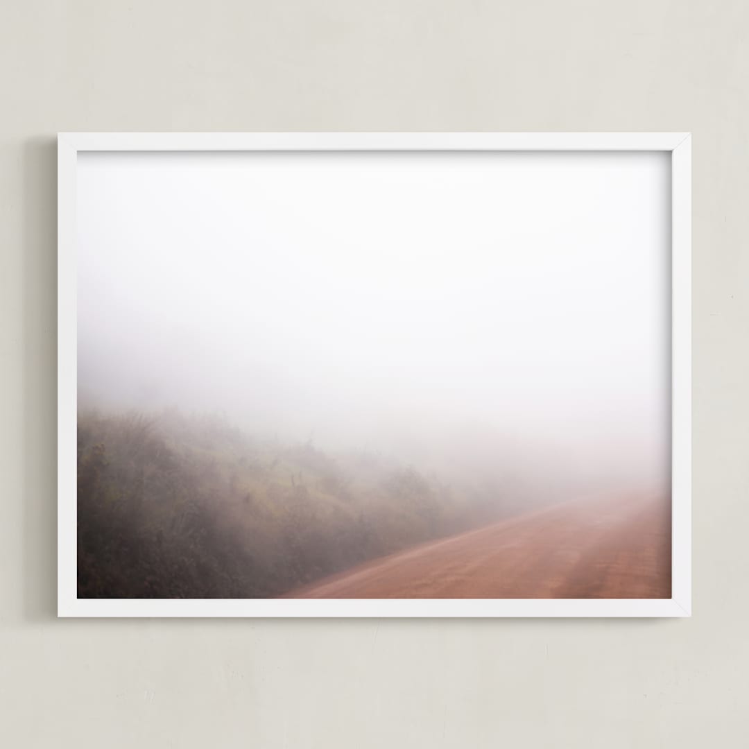 "Misty Tanzanian Mornings" - Art Print in Sandy Soft Terracotta by Lisa Sundin - Framed