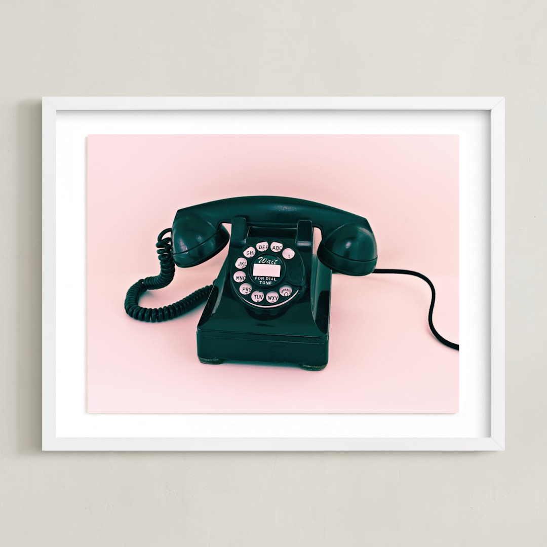 "Call Me Maybe 3" - Art Print in Baby Pink by Deborah Chou - Framed