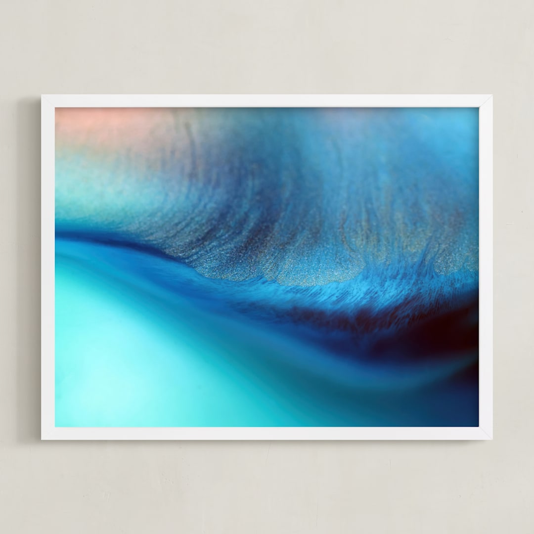 "Wave Flow" - Art Print in Aqua by Heather Young Art - Framed
