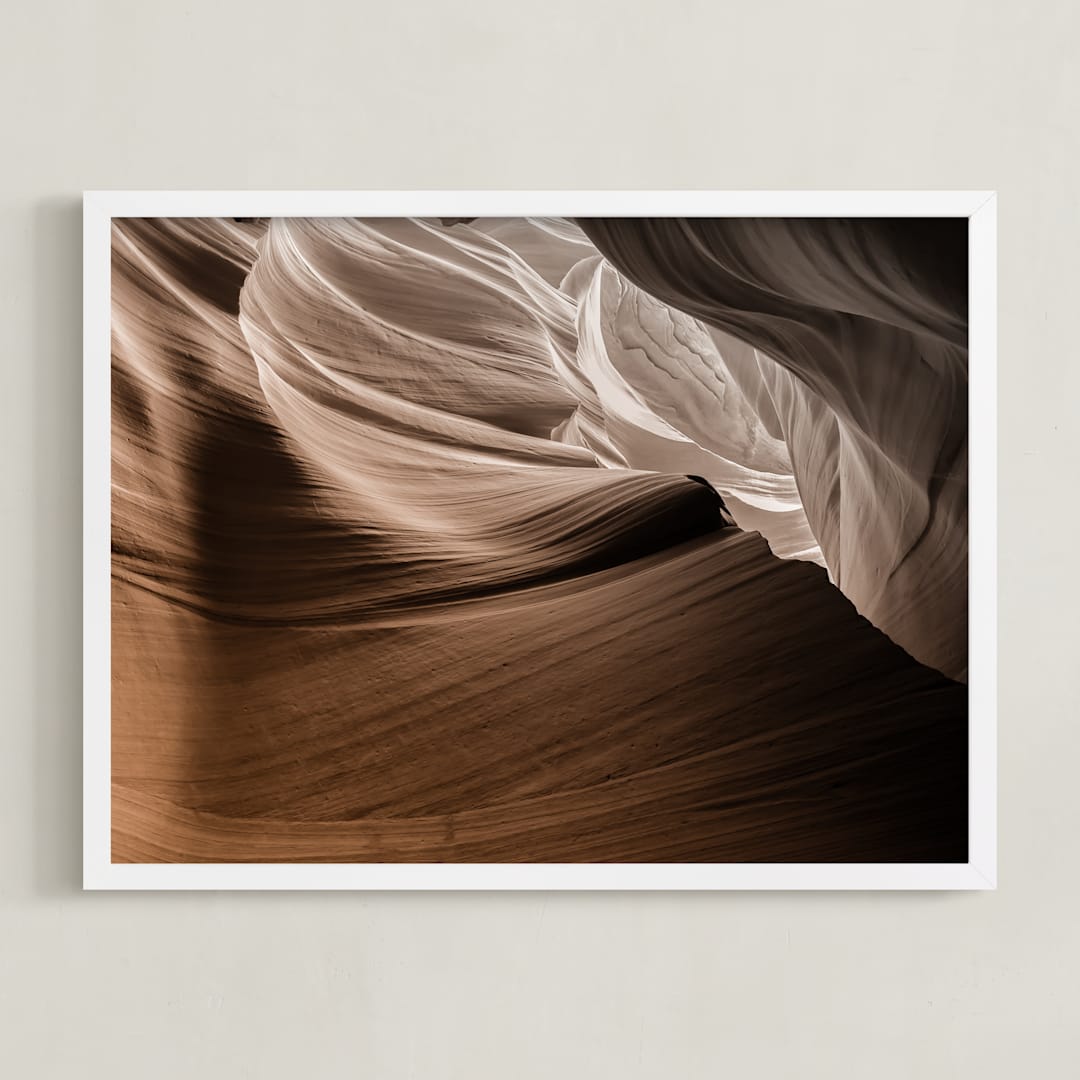 "Caramel Canyon I" - Art Print in Cocoa Brown by David Michuki - Framed