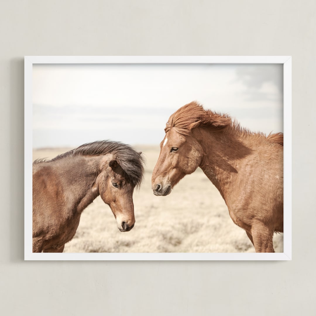 "BFF" - Art Print in Tan Brown by Irene Suchocki - Framed