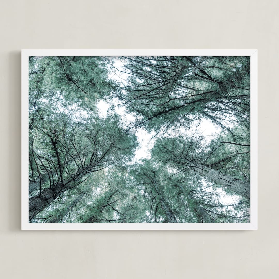 "Mystifying Forest" - Art Print in Forest Green by Jessica C Nugent - Framed