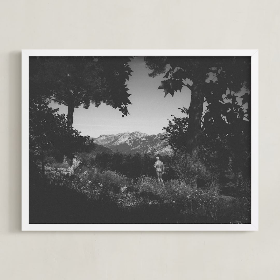 "Forgotten garden" - Art Print in Black by Romain - Framed