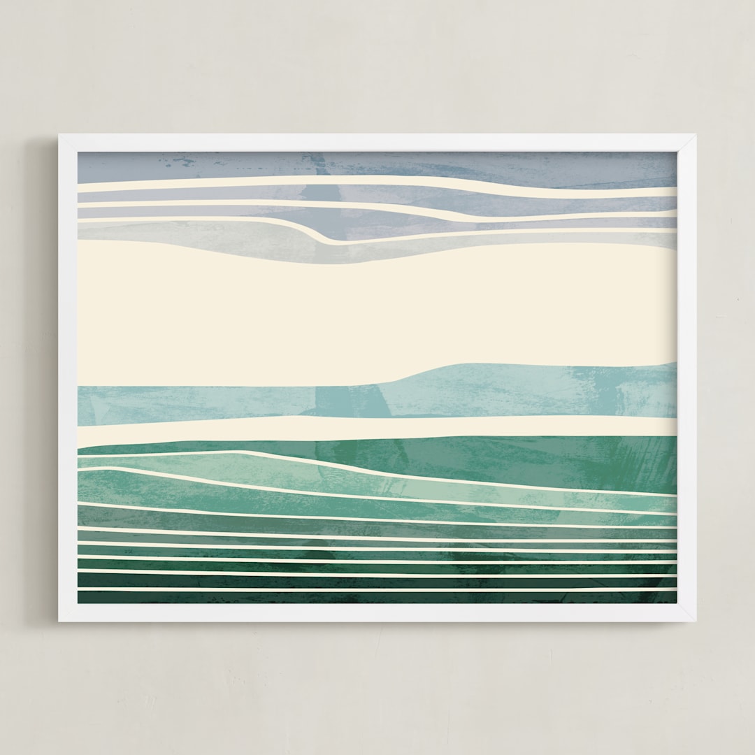 "Horizon 2" - Art Print in Aqua by Tatjana Koraksic - Framed