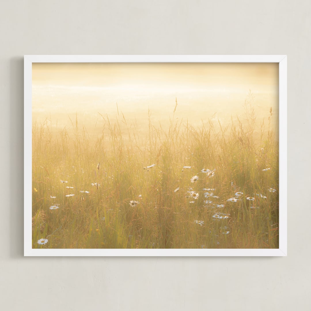 "Golden Meadow" - Art Print in yellow by Julia Preminger - Framed
