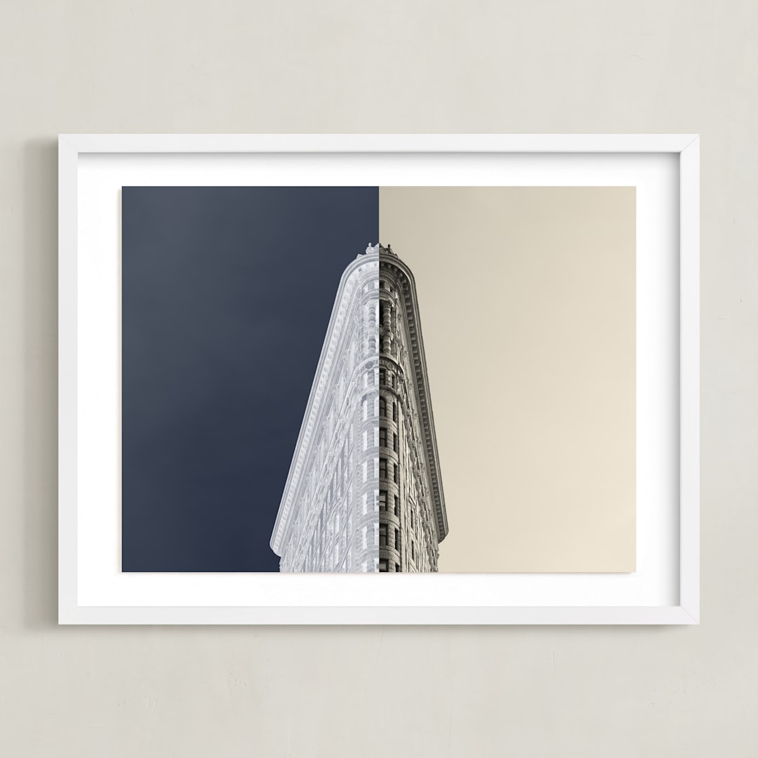 "Negative Space: New York Flatiron I" - Art Print in Slate by Jessica C Nugent - Framed