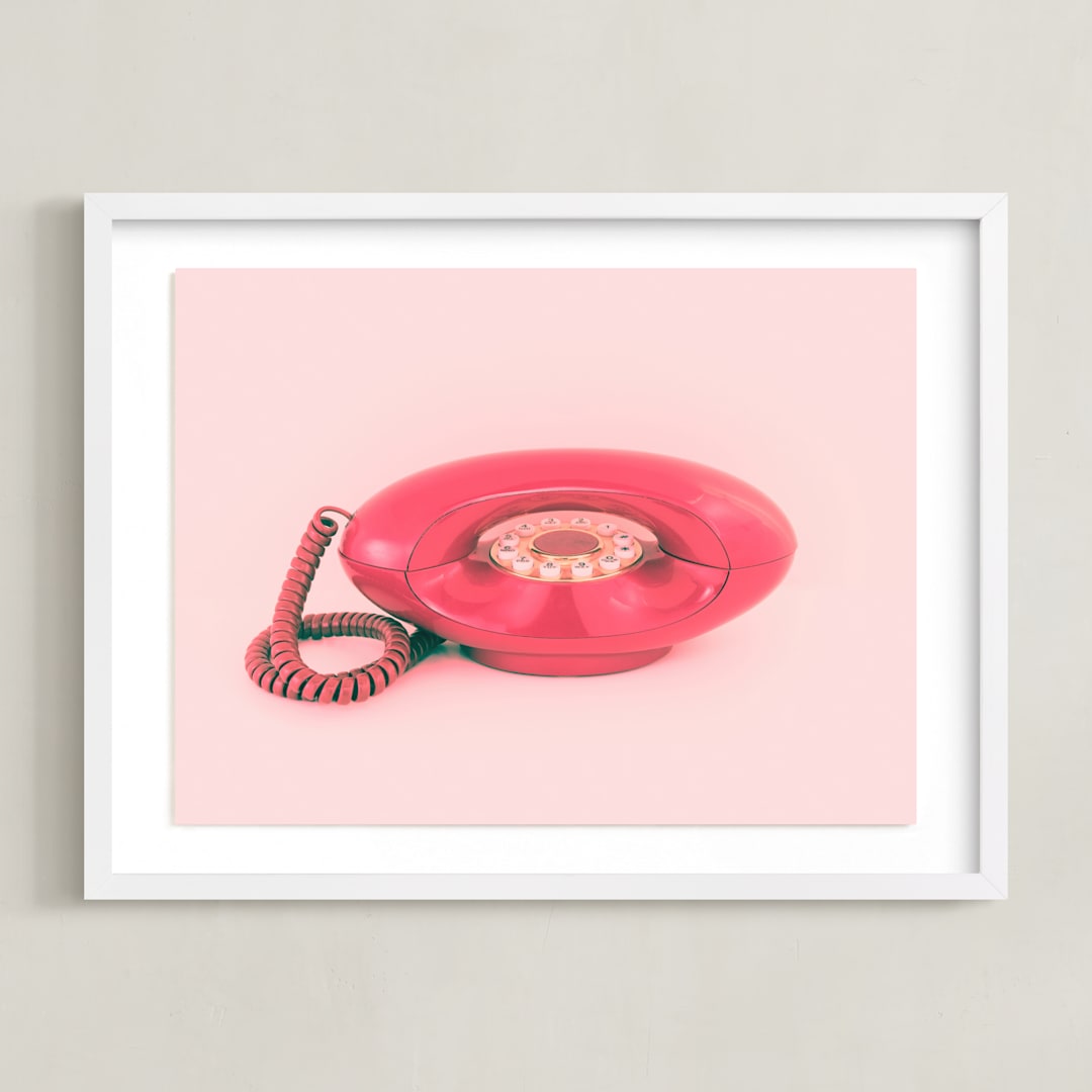 "Call Me Maybe 1" - Art Print in Baby Pink by Deborah Chou - Framed