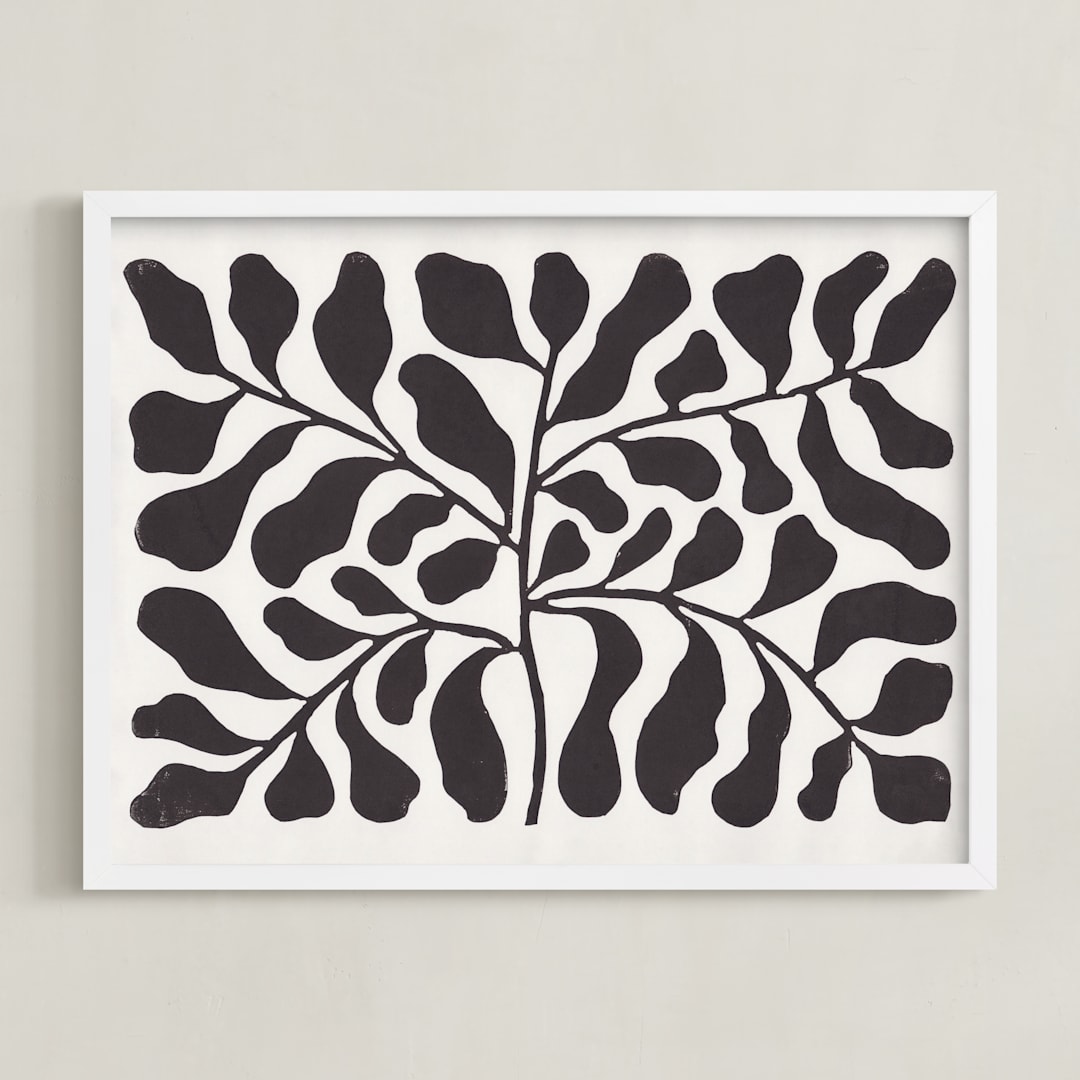 "Branches to the Sky" - Art Print in Chalkboard Black by Alisa Galitsyna - Framed