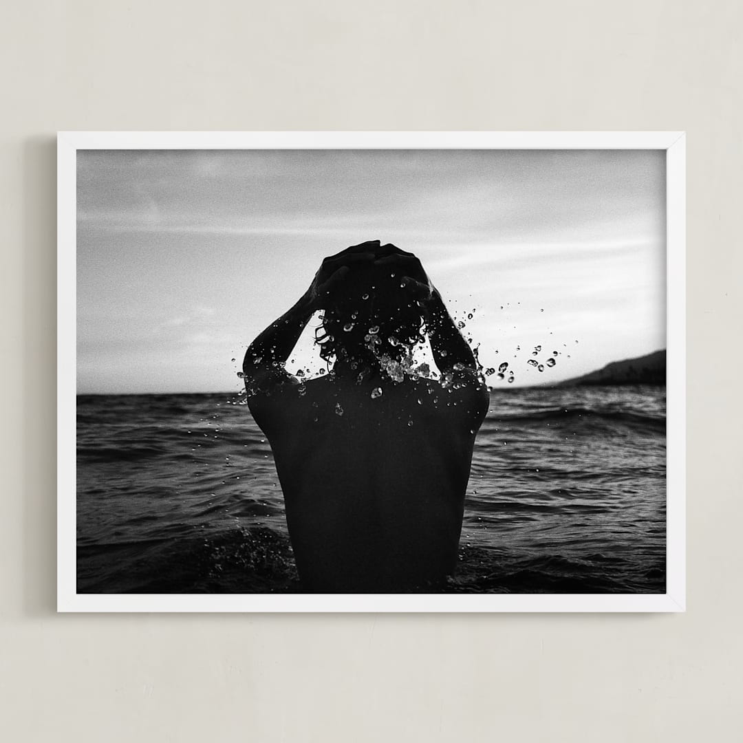 "Beach Boy" - Art Print in Black and white by Cade Cahalan - Framed