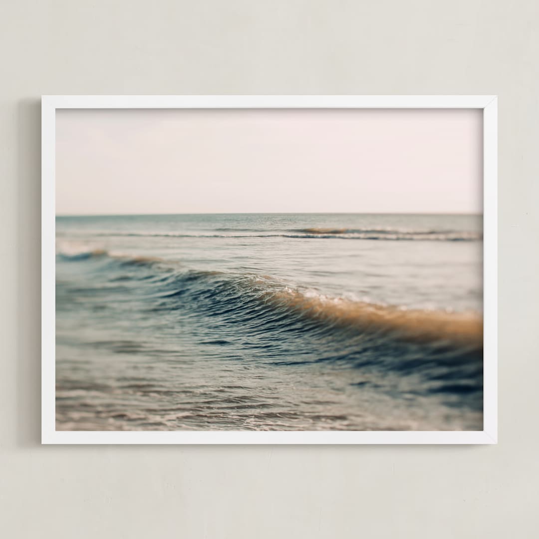 "I'll Send A Postcard" - Art Print in Light Blue by ALICIA BOCK - Framed