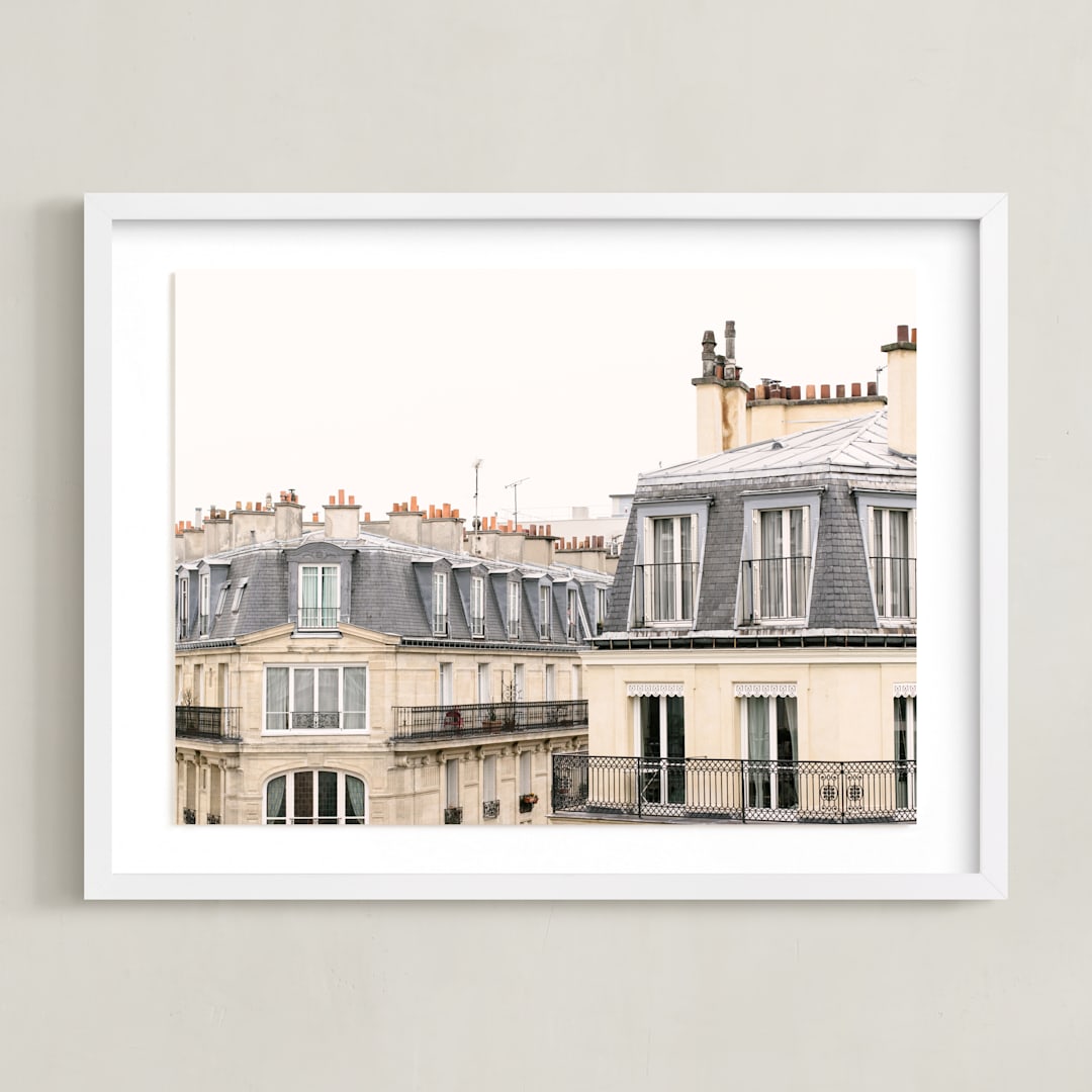 "Parisian Windows" - Art Print in Whitewashed by Annie Montgomery - Framed