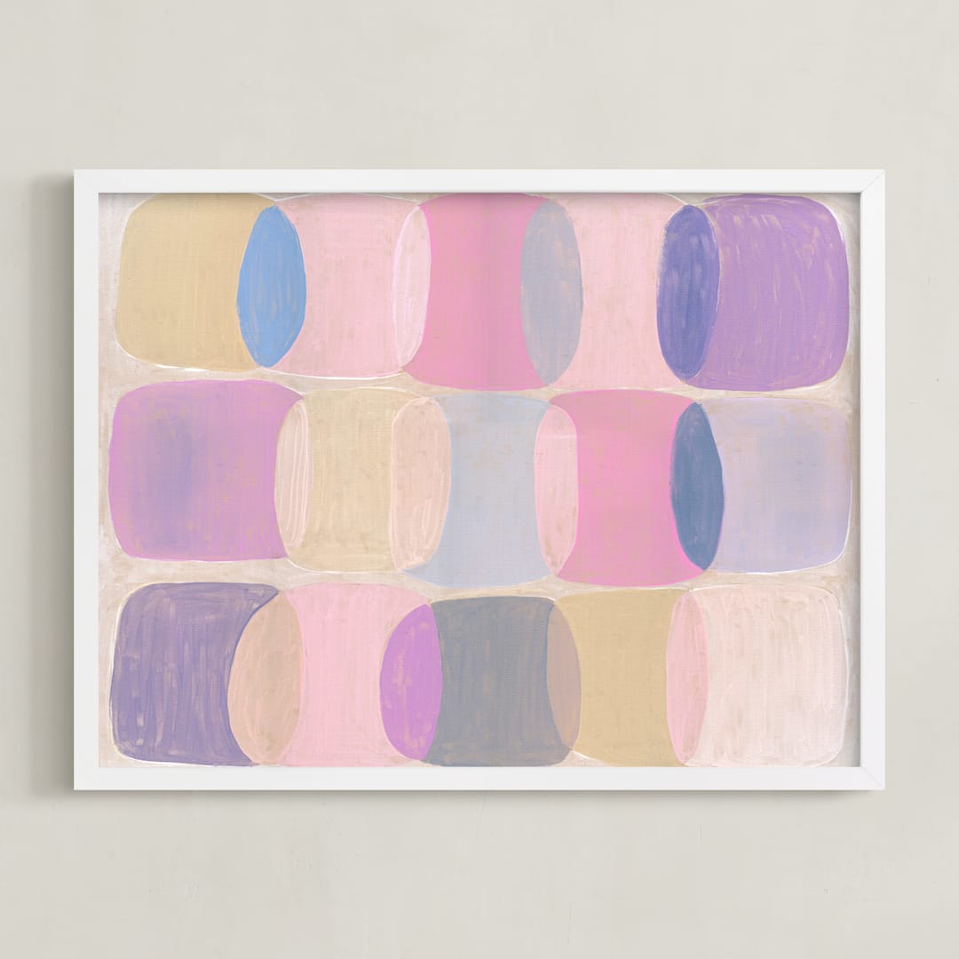 "Painted Geo Overlay" - Art Print in Ballet Pink by Amy Toneys - Framed