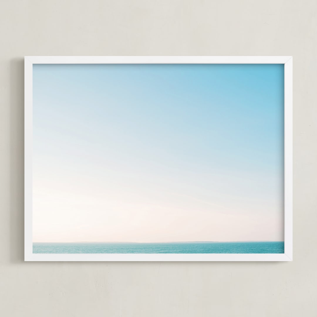 "Martha's Horizon" - Art Print in Sky Blue by Whitney Deal - Framed