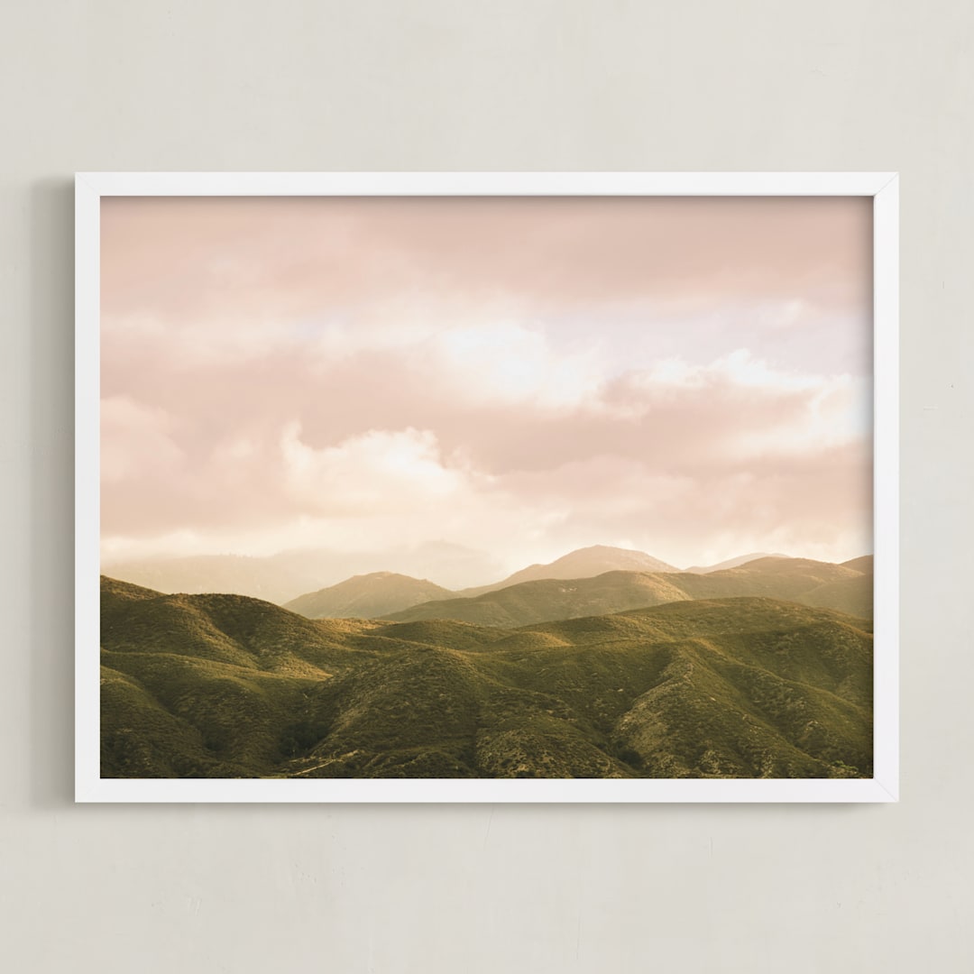 "Hazy Mountain High" - Art Print in Green Hills by Emmy Hagen - Framed