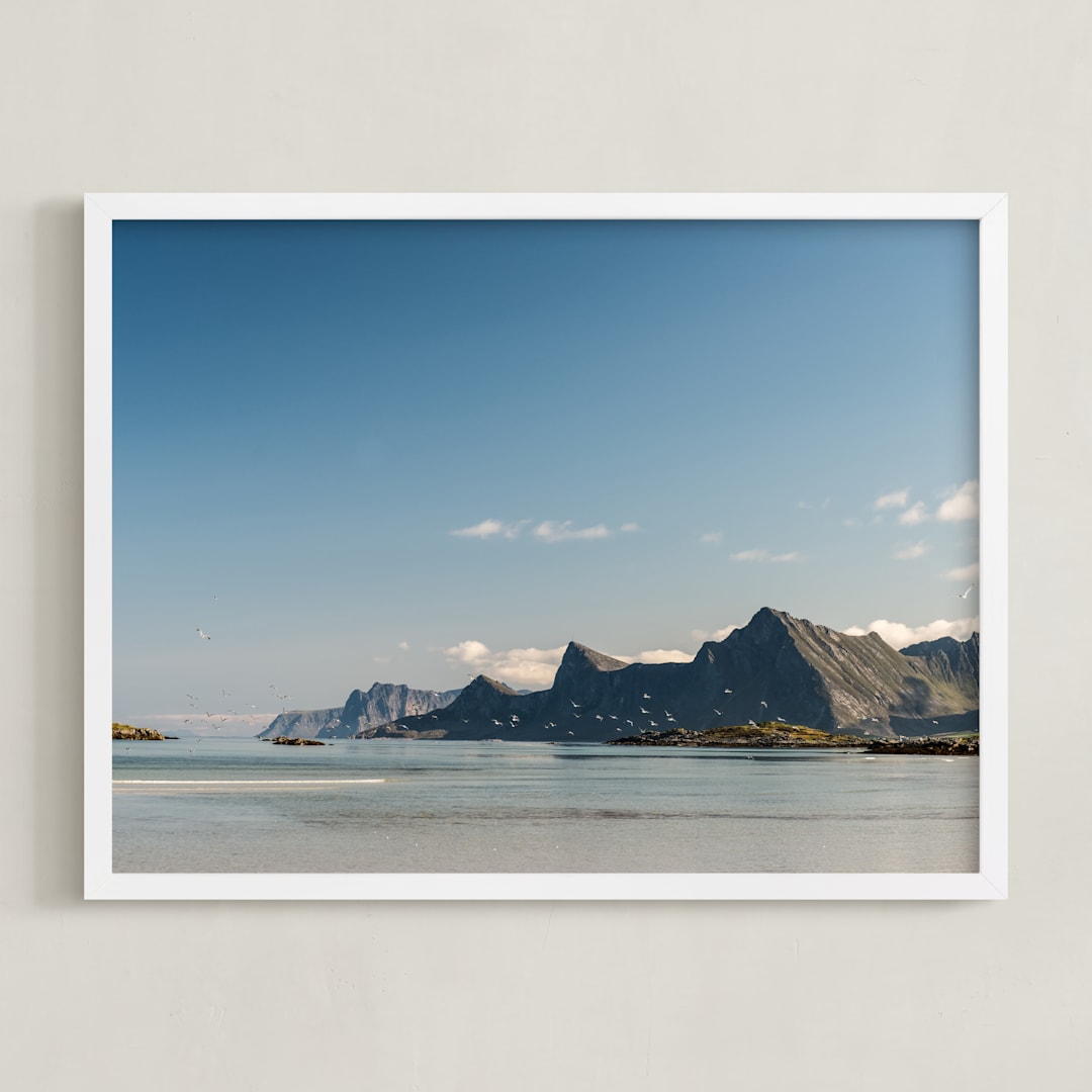 "Flock of Birds" - Art Print in True Blue by Nicolo Sertorio - Framed