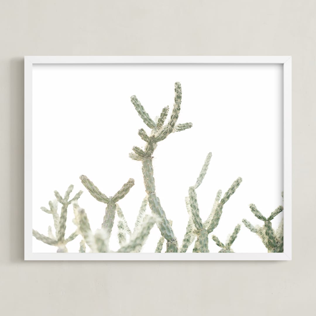 "the rising" - Art Print in cactus green by Kristi Jackson - Framed