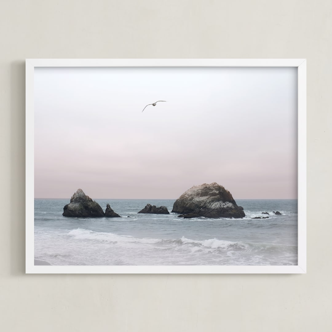"California Seascape" - Art Print in Pacific Pastel by Wilder California - Framed