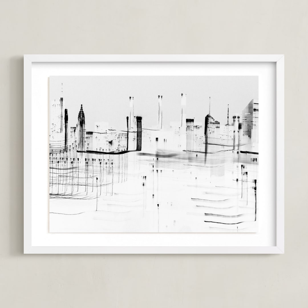 "nyc night lights " - Art Print in Black and White by Kaitlin Rebesco - Framed