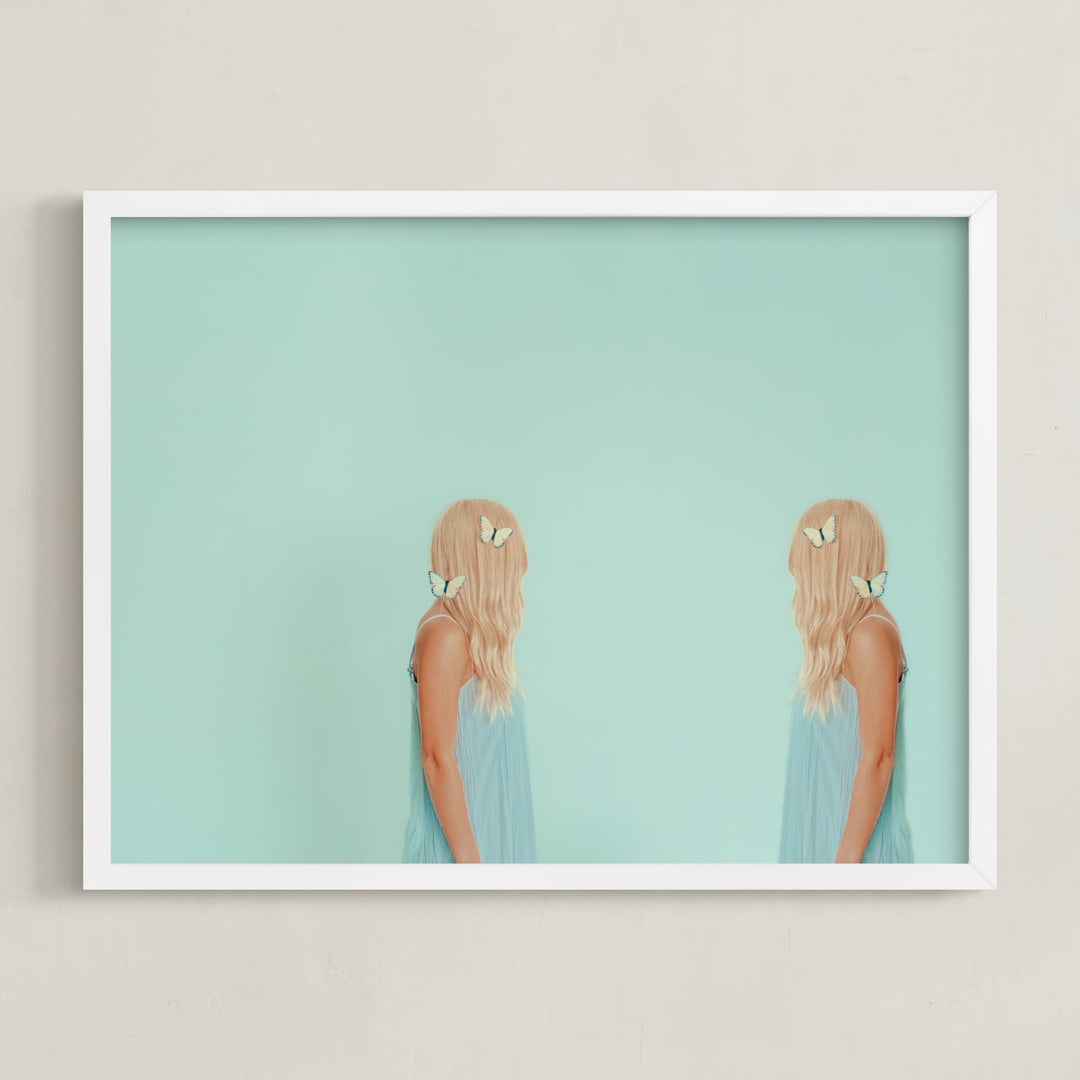 "nice to meet you" - Art Print in Pastel Blue by Jacob Loafman - Framed