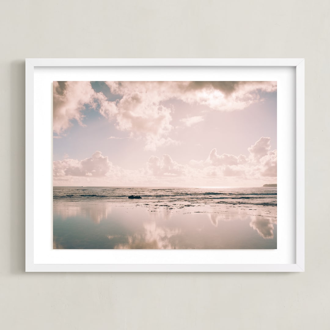 "Reflecting Clouds" - Art Print in Dusty Rose by Anna Western - Framed