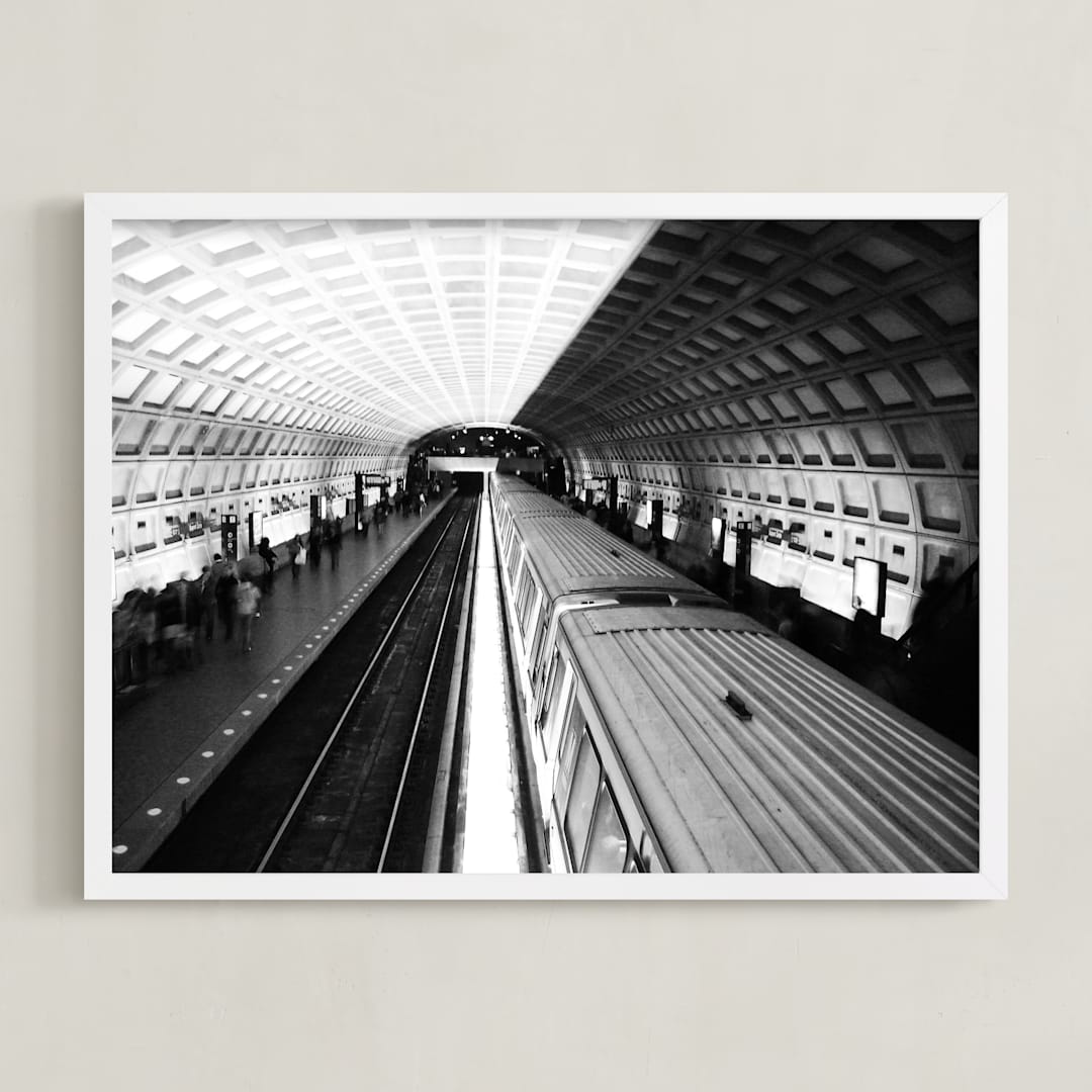 "DC subway fast track" - Art Print in rustic black by Van Tsao - Framed