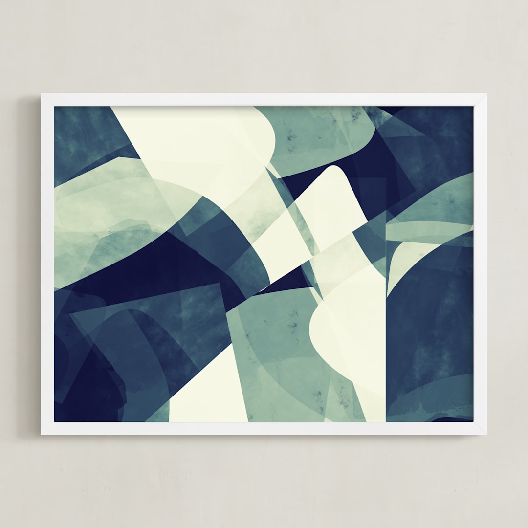 "Blues Night" - Art Print in blue by Carmen Guedez - Framed