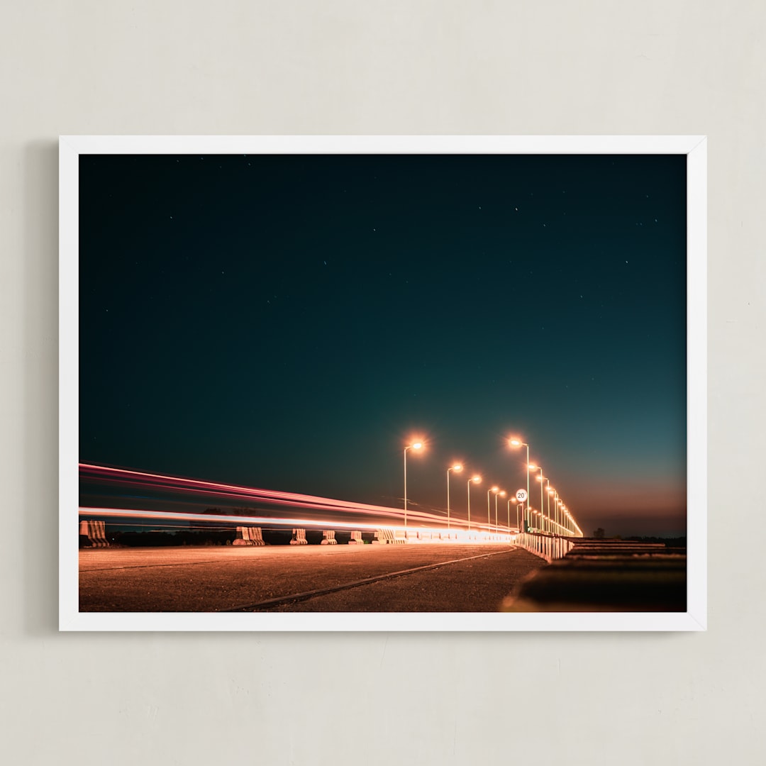 "The Fast Bridge" - Art Print in Marmalade Pine by Christian Fernandez - Framed