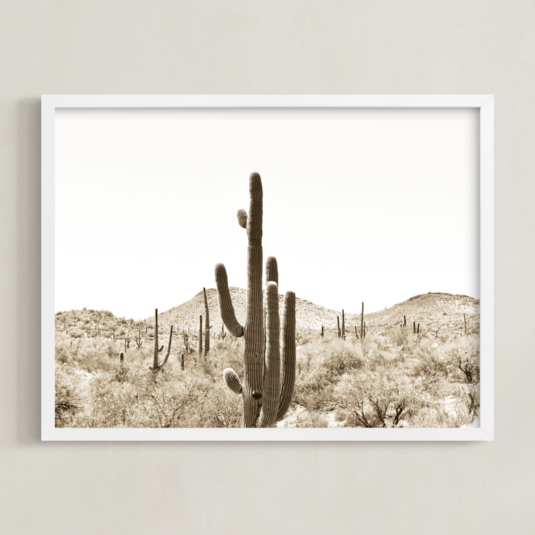 "Cacti V" - Art Print in Dust by Lisa Assenmacher - Framed