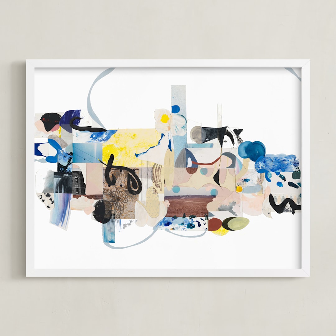 "The Color of Smoke" - Art Print in Sky Blue by Erin McCluskey Wheeler - Framed