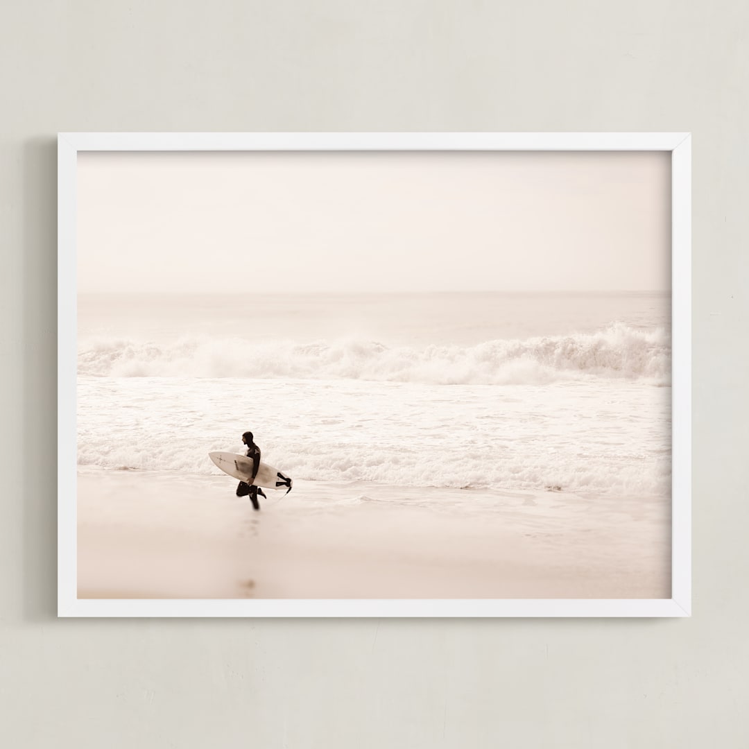 "Tranquil Surf" - Art Print in Blush by Shannon Howard - Framed