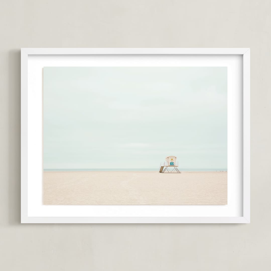 "Tower 13" - Art Print in Sky Blue by Three Kisses Studio - Framed