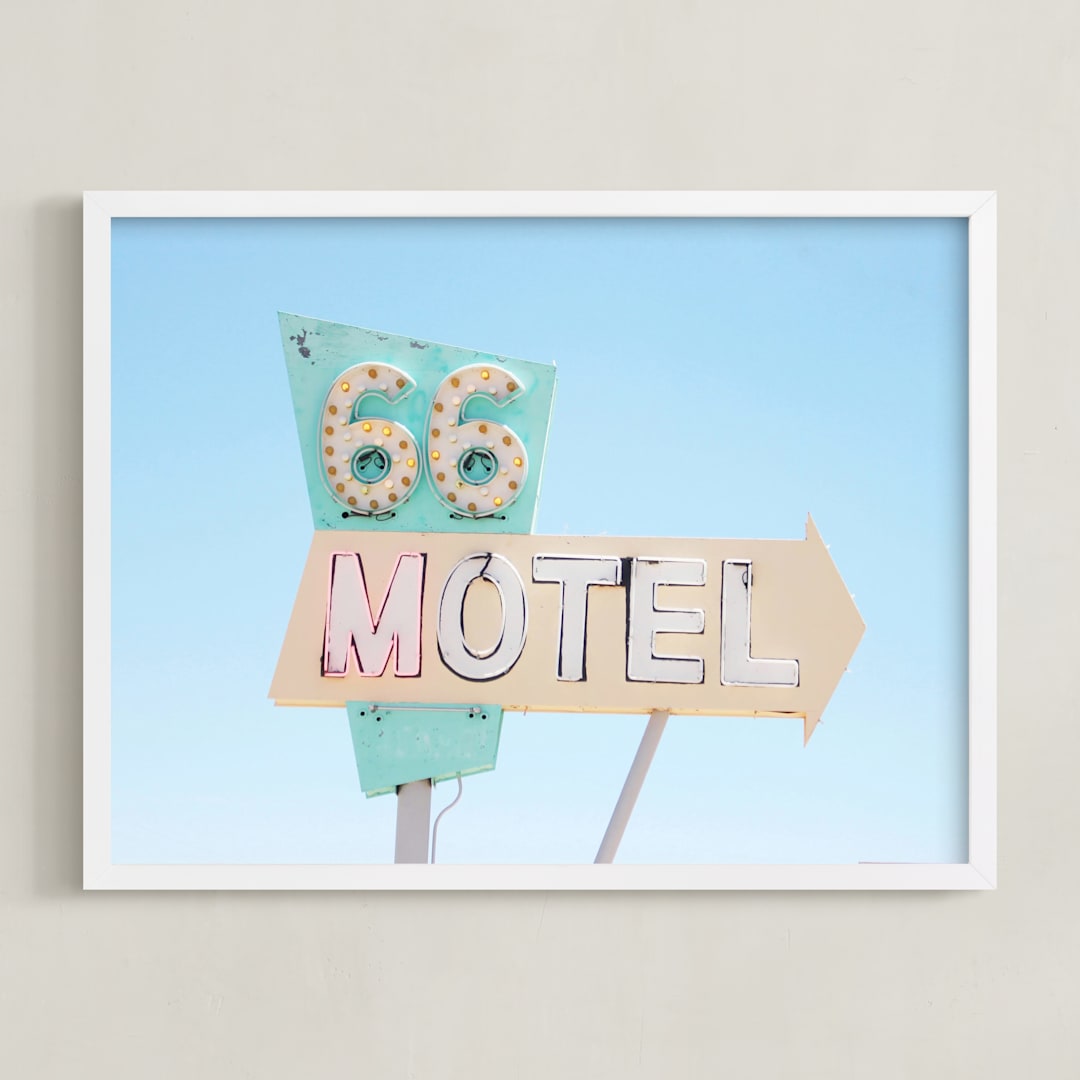 "Route 66" - Art Print in Pastel by Land Collioure Le Coq - Framed