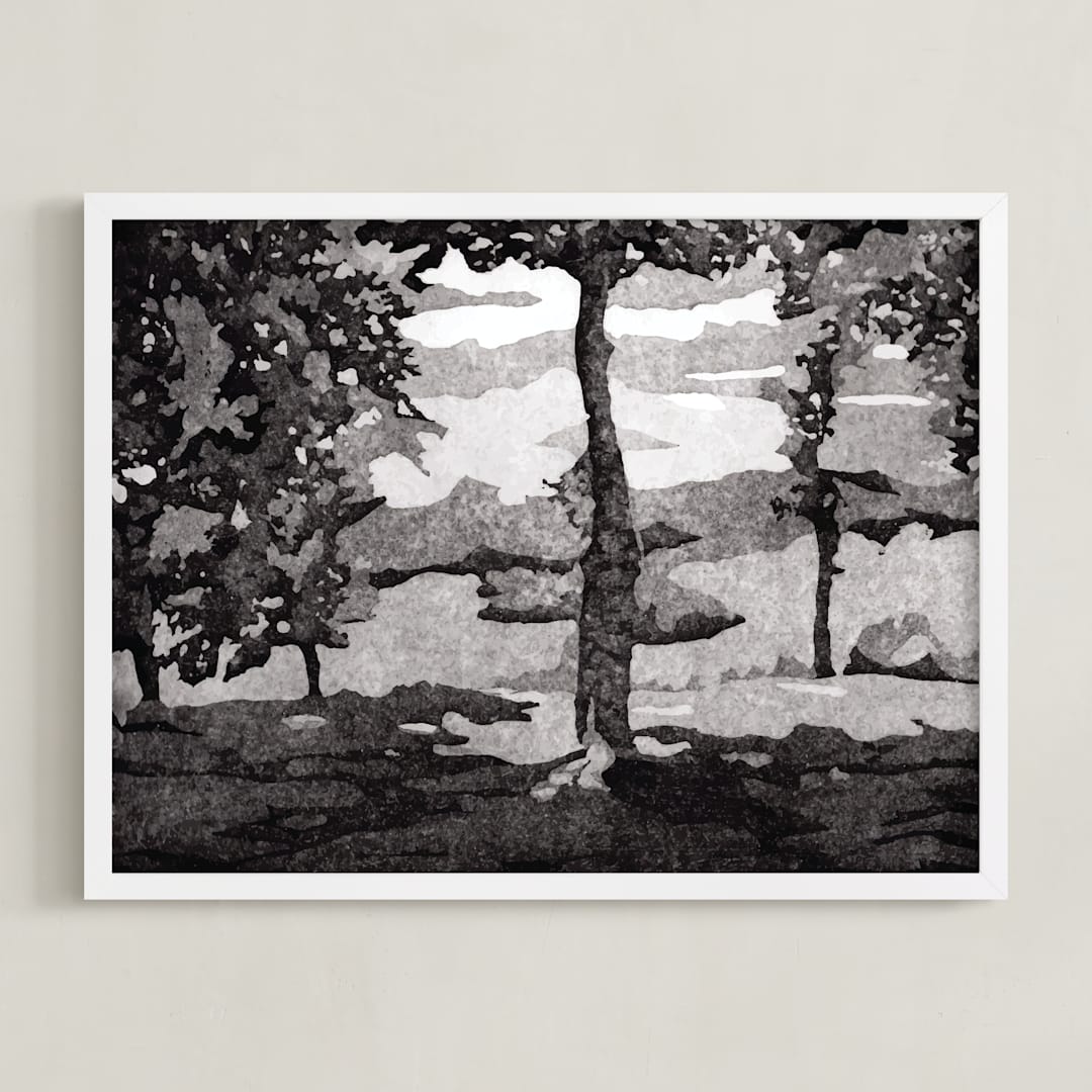 "North Carolina" - Art Print in Black and White by Adelina S. Keenan - Framed