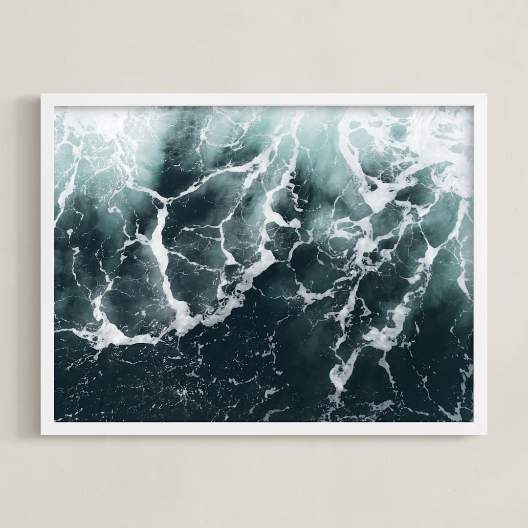 "Wave Patterns" - Art Print in Sea Aqua by Tommy Kwak - Framed