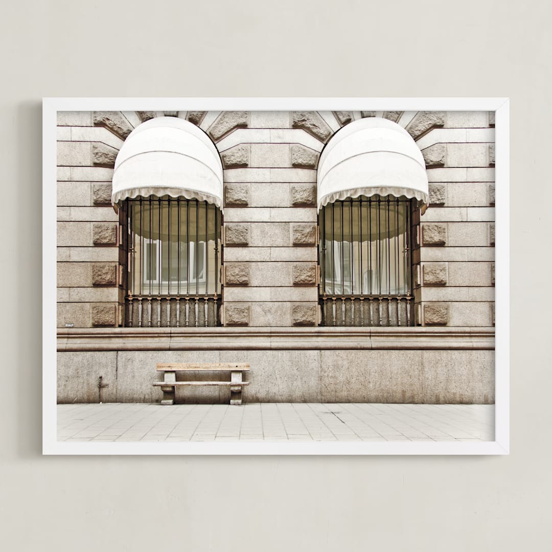 "Beige Scene" - Art Print in Creamy Beige by Alexandra Feo - Framed