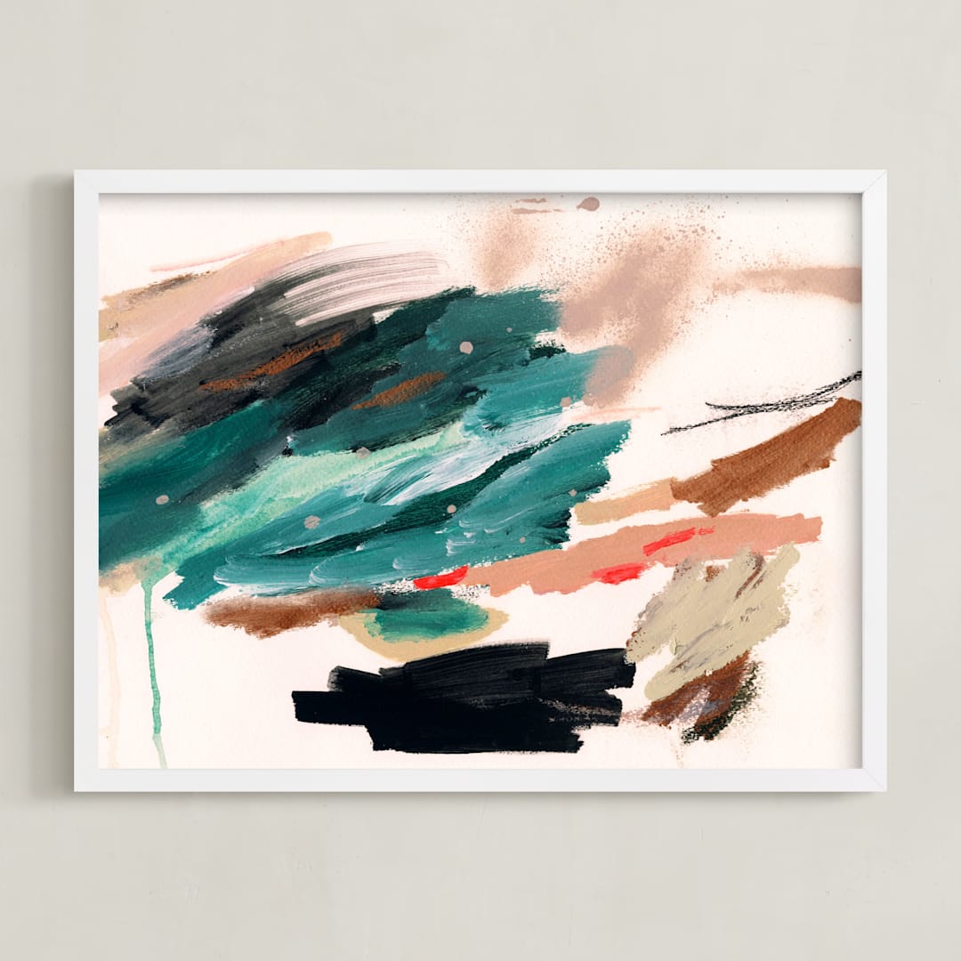 "Don't Rush Me" - Art Print in Teal by Lauren Packard - Framed