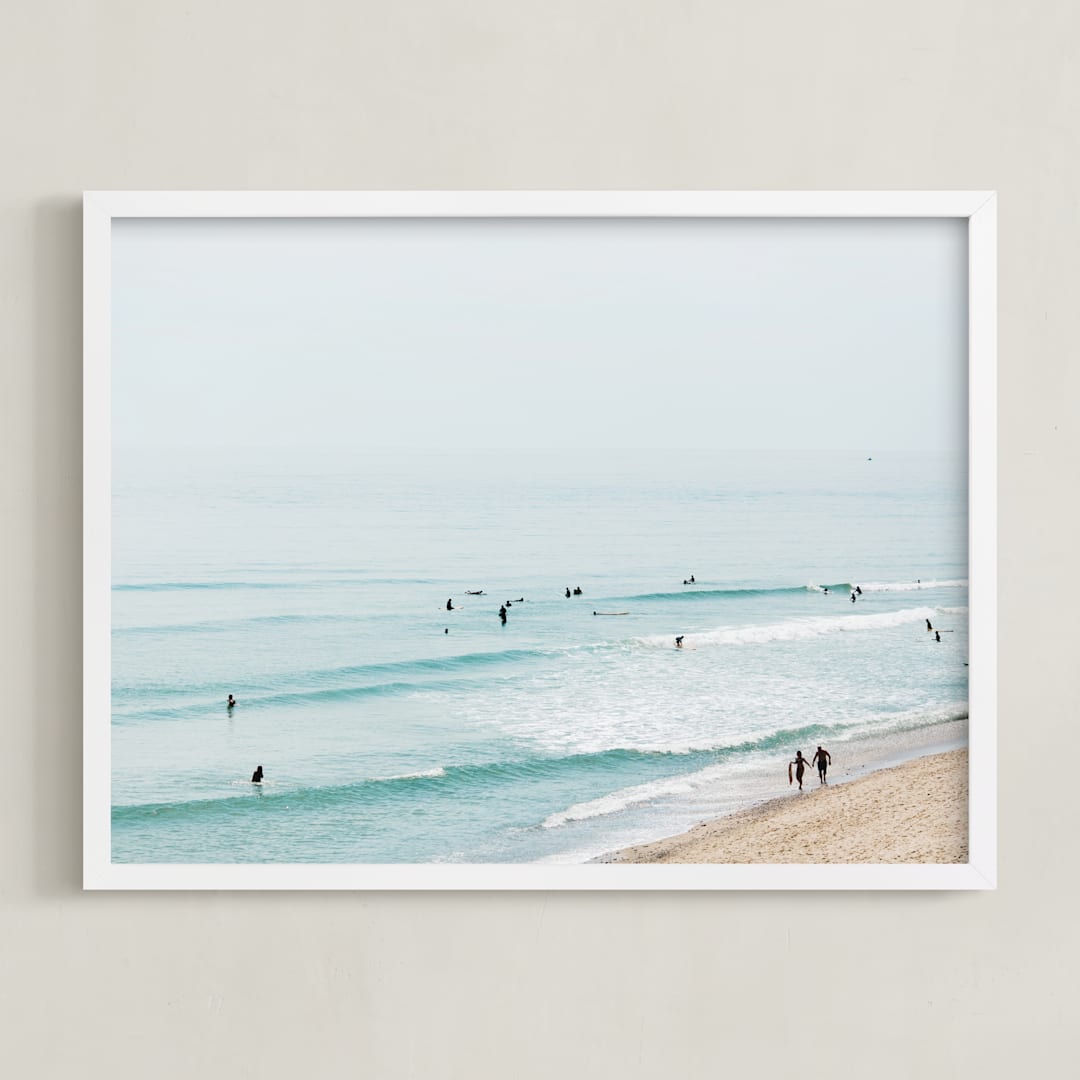 "Beach Summer Blues" - Art Print in Color by Helen Makadia - Framed