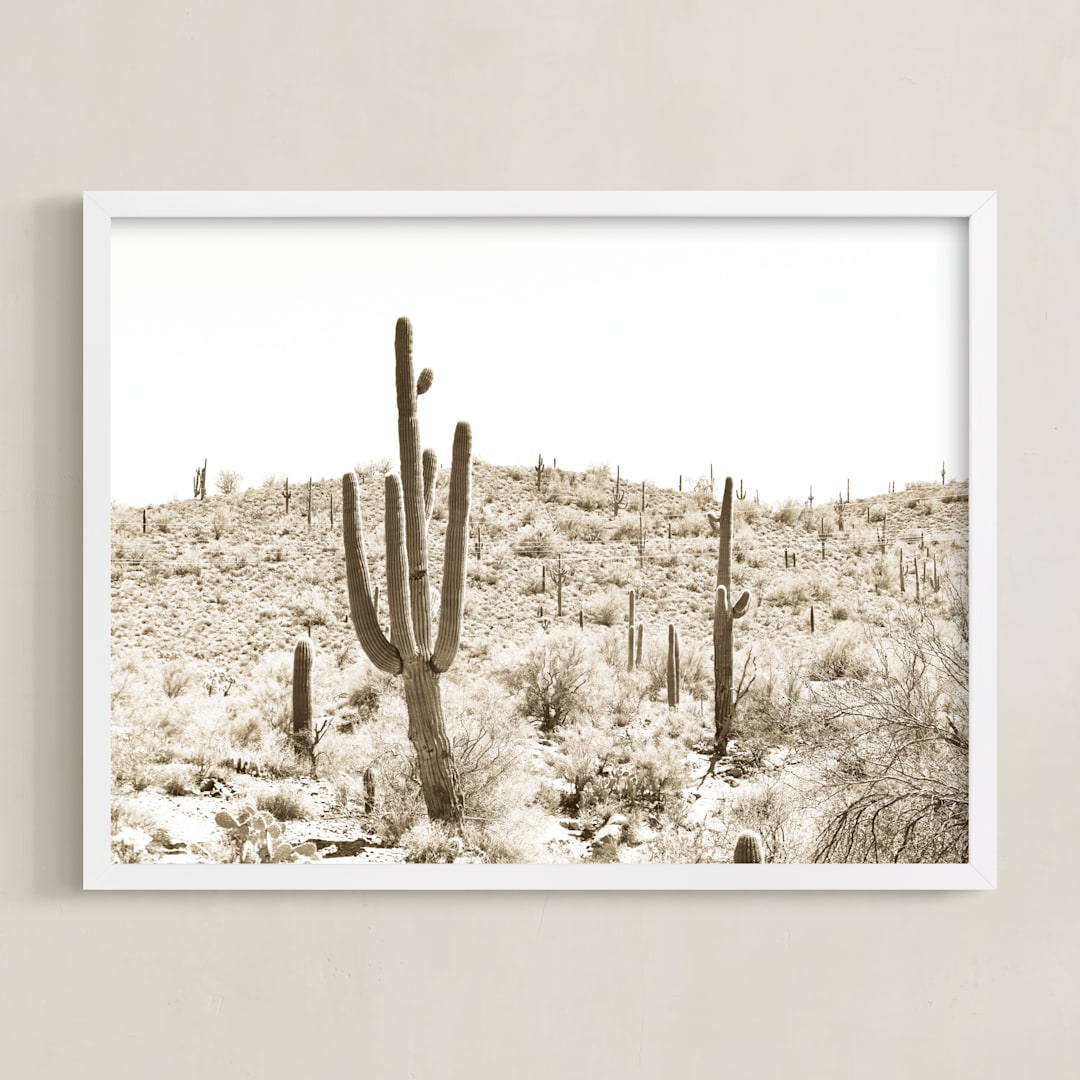 "Dusty Cacti" - Art Print in Dust by Lisa Assenmacher - Framed