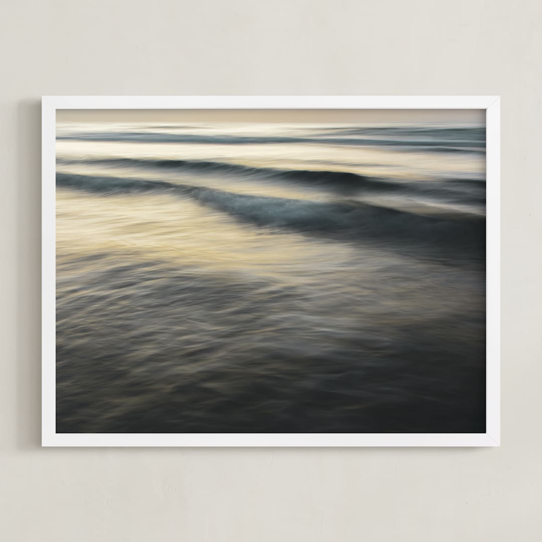 "The Uniqueness of Waves XXVI" - Art Print in Soft Sunset by Tal Paz-Fridman - Framed