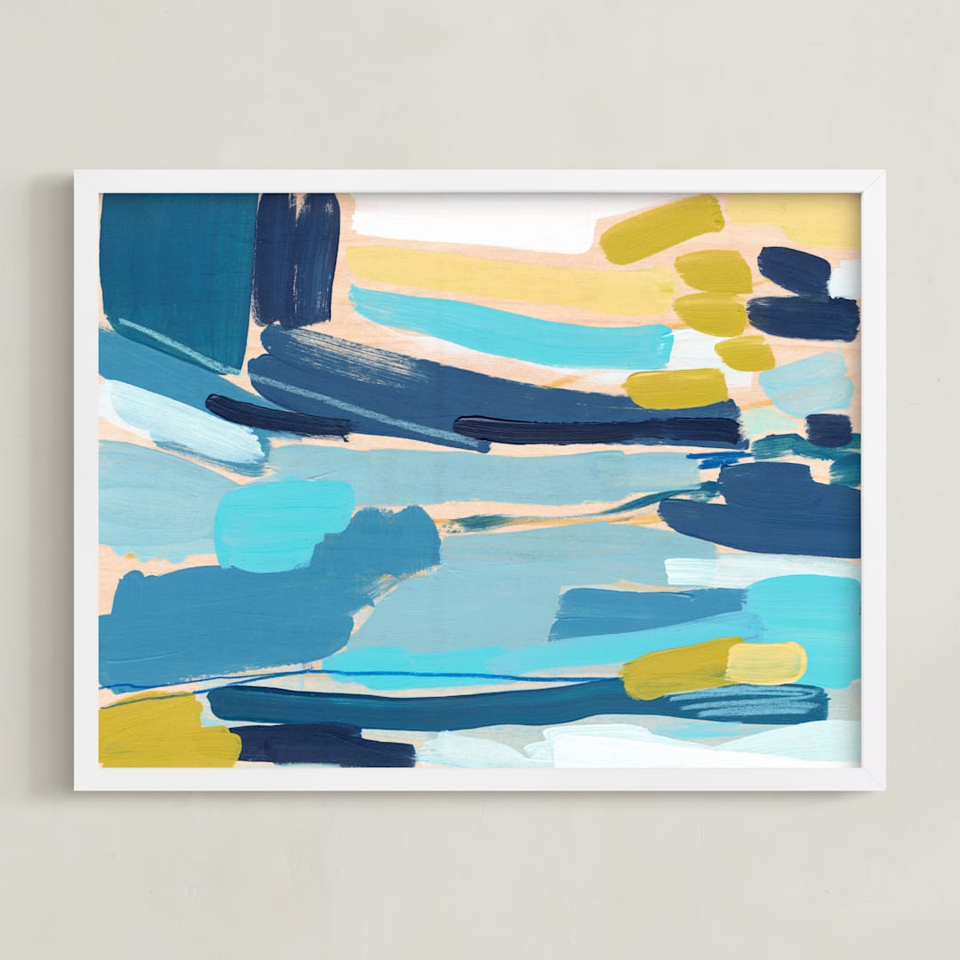 "Flatlands" - Art Print in Process Blue by Katie Craig - Framed