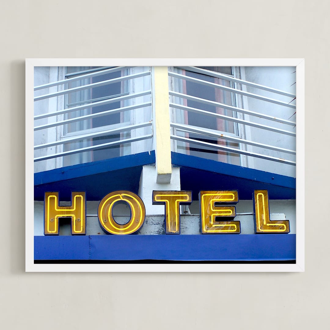 "Blue Hotel" - Art Print in Cobalt by Jonathan Brooks - Framed