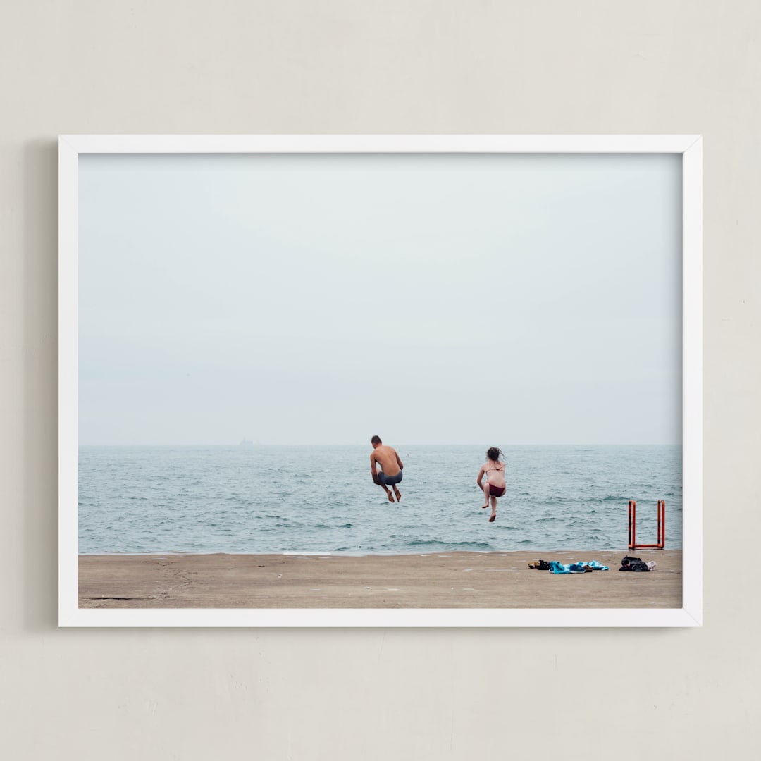 "August" - Art Print in Lake Blue by Kaitlin Rebesco - Framed